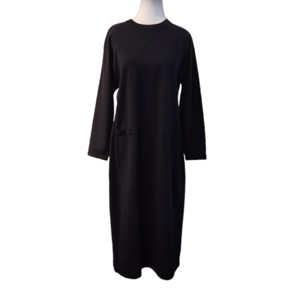 Liz Clairborne Wool Blend Navy Blue Knit Dress with Zipper at Back Enclosure